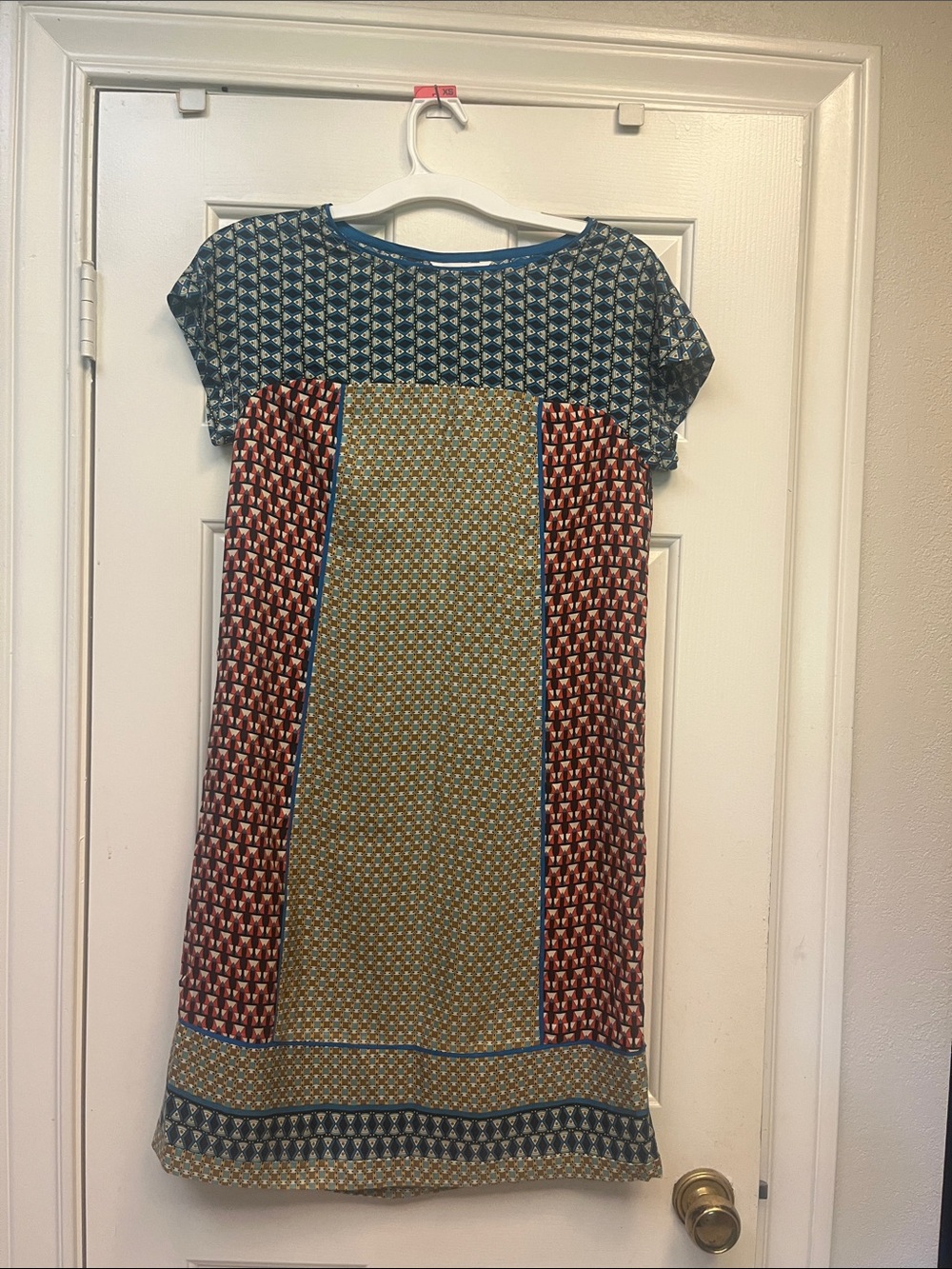 Sundance Silk multi-color Mixed-Print Shift Dress 2 NWOT